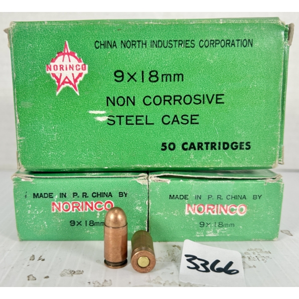 AMMO: 150X NORINCO 9X18 MM MAKAROV - FMJ