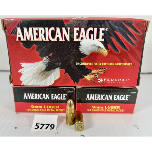 AMMO: 150X FEDERAL 9 MM - 124 GR FMJ
