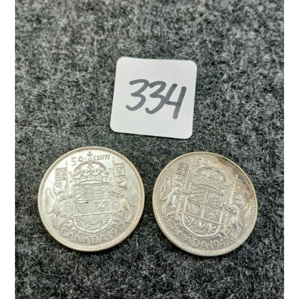 LOT OF 2 - 1942 & 1943 CDN 50 CENT COINS