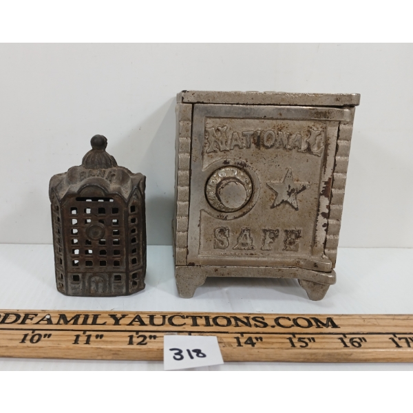 LOT OF 2 - CAST COIN BANKS - INCL NATIONAL BANK