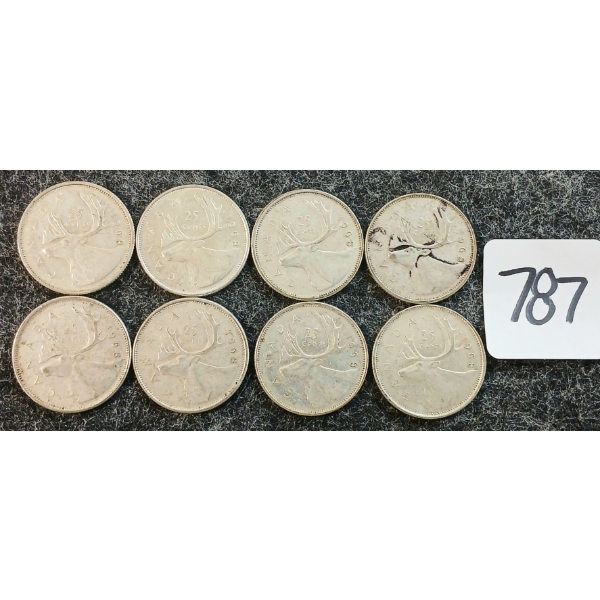 LOT OF 8 - 1968 CDN 25 CENT COINS
