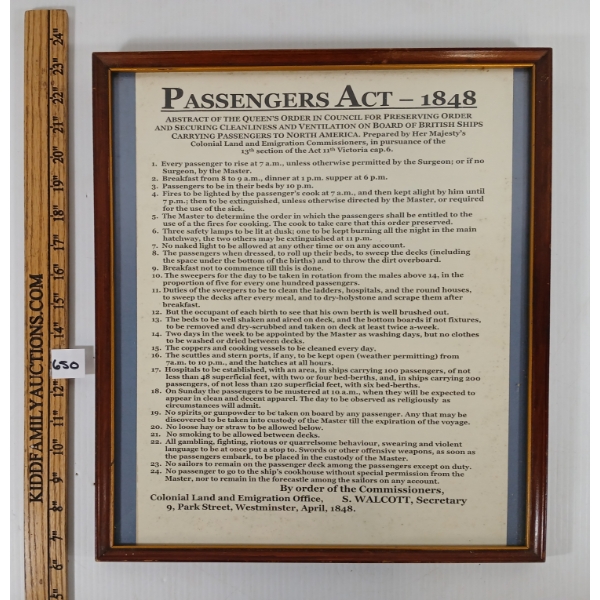 1848 FRAMED PASSENGERS ACT