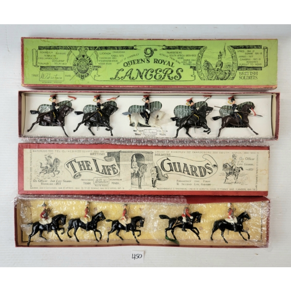 LOT OF 2 - BRITAINS SOLDIERS LEAD FIGURES - NO. 1 LIFE GUARDS & 24 9TH LANCERS