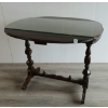 Image 1 : 19TH CENTURY ENGLISH BEAUCRAFT WALNUT DROP LEAF TABLE W/ GLASS TOP