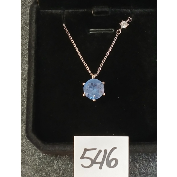 STERLING SILVER & LAB-CREATED AQUAMARINE NECKLACE