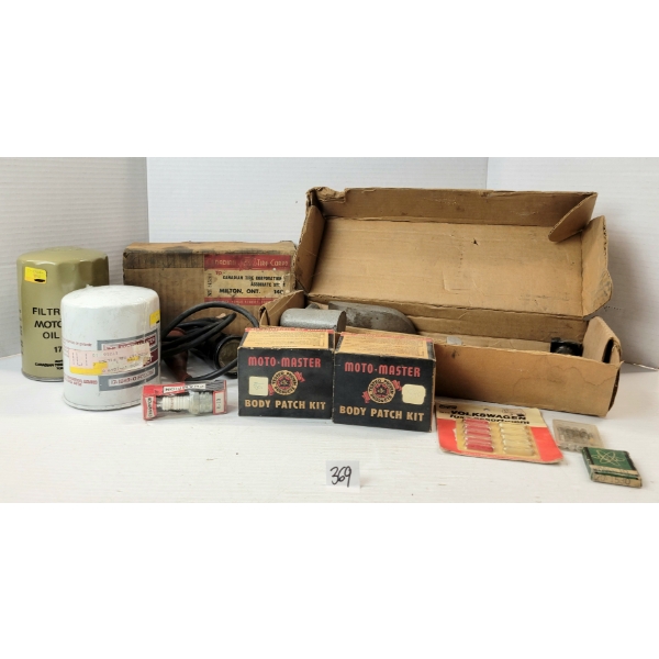 JOB LOT - VINTAGE CANADIAN TIRE & MOTOMASTER TOOLS & PARTS - INCL FUSES, FILTERS, REPAIR KITS, ETC