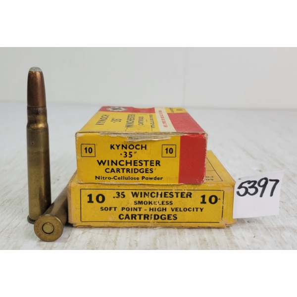 AMMO: 20X KYNOCH & CIL .35WINCHESTER - NITRO-CELLULOSE POWDER & SMOKELESS - SP