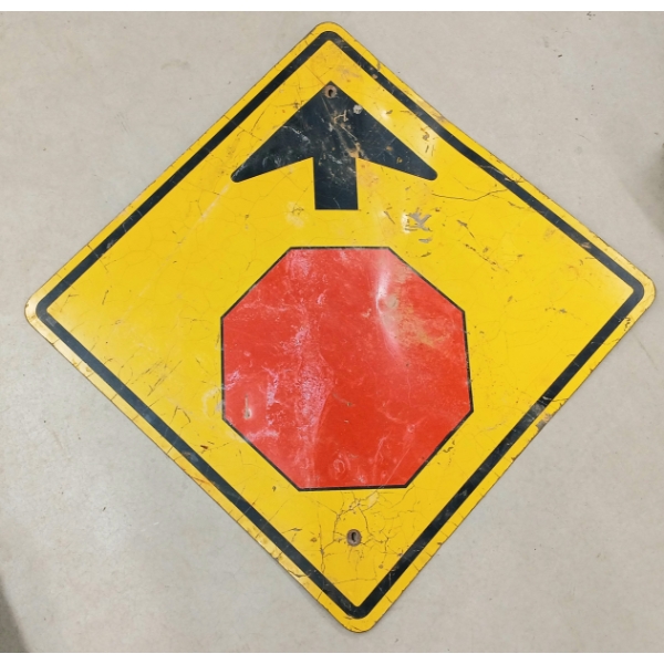 STOP SIGN AHEAD - SINGLE SIDED METAL SIGN