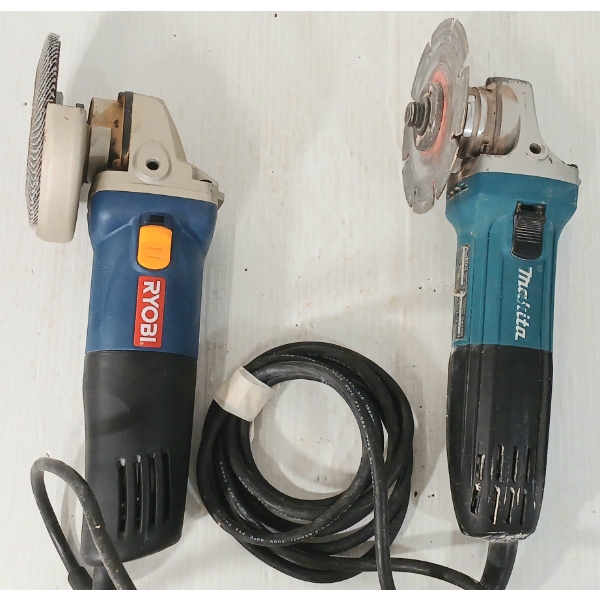 LOT OF 2 - RYOBI & MAKITA 4.5 & 5IN ANGLE GRINDERS