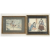 Image 1 : LOT OF 2 - JAPANESE DOMESTIC BY UTAGAWA KUNISADA & SAMURAI BATTLE - FRAMED WOODBLOCK PRINTS