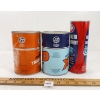 Image 4 : LOT OF 3 - GULF MOTOR OIL & TRANSMISSION QT FIBRE CANS - STP COIN BANK