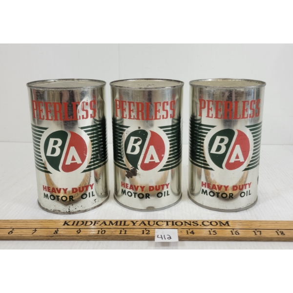 LOT OF 3 - B/A PEERLESS MOTOR OIL QT CANS
