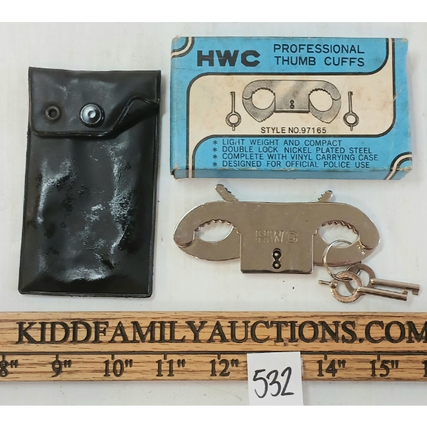 HWC PROFESSIONAL THUMB CUFFS W/ KEYS - STYLE NO. 97165