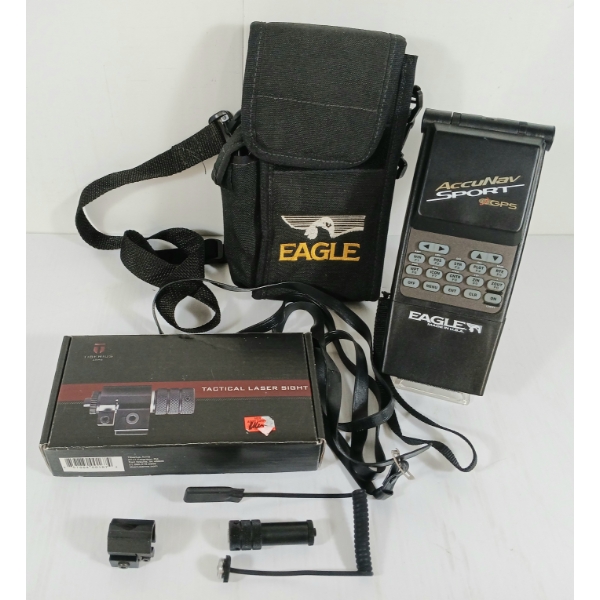 LOT OF 2 - EAGLE ACCUNAV SPORT GPS & TIBERIUS ARMS TACTICAL LASER SIGHT