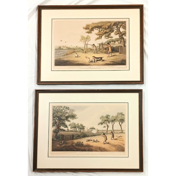 LOT OF 2 - "PARTRIDGE SHOOTING I & II" BY UNKNOWN ARTIST - FRAMED PRINTS