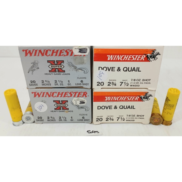 AMMO: 100X WINCHESTER DOVE & QUAIL 20GA - 2 3/4IN - 6 & 7 1/2 SHOT 