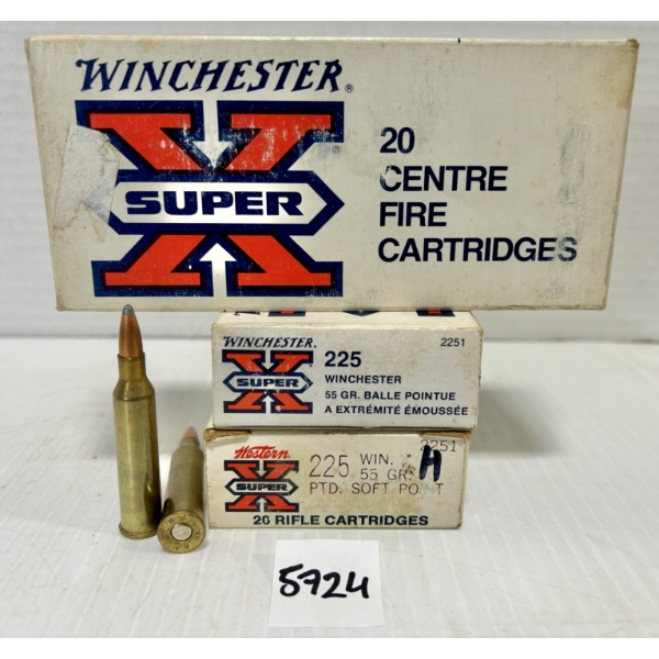 AMMO: 60X WINCHESTER .225 WIN 55GR. SP