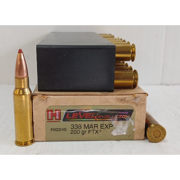 AMMO: 20X HORNADY LEVEREVOLUTION .338 MAR EXP - 200GR - FTX
