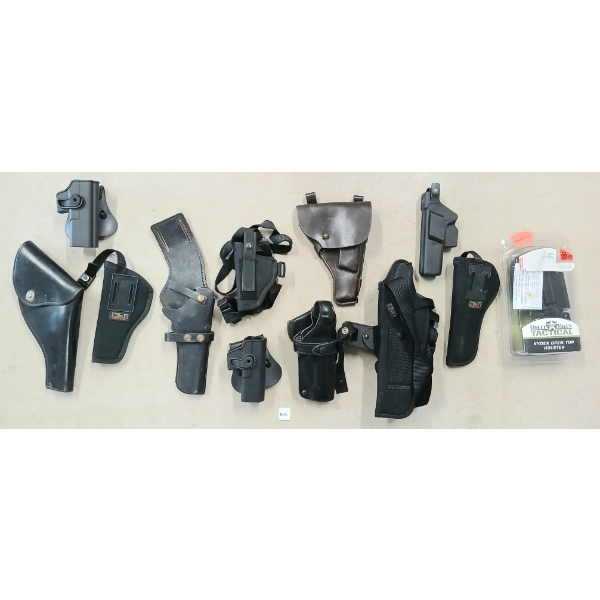 LOT OF 12 - PISTOL HOLSTERS - KIRK PATRICK, SAFARILAND, UNCLE MIKE'S, ETC