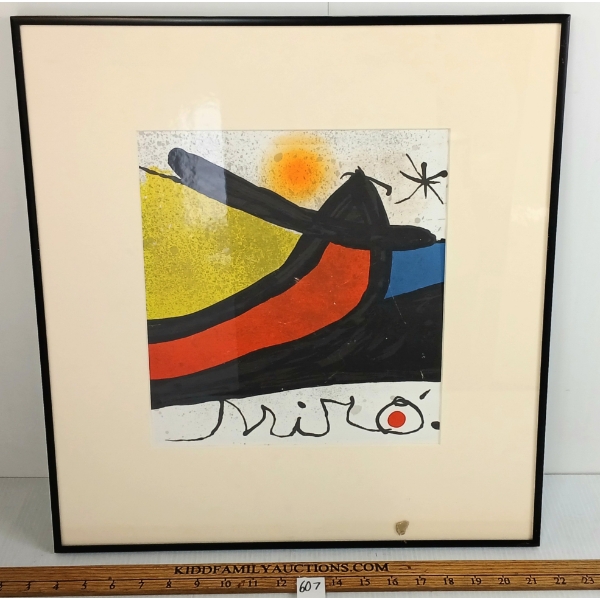 "THE TREASURER" BY JOAN MIRO - FRAMED WATERCOLOUR (?) ON PAPER