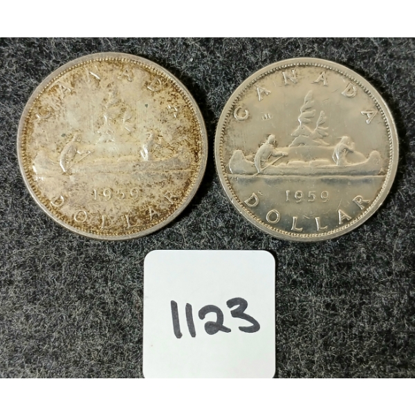 LOT OF 2 - 1959 CDN SILVER DOLLARS - VOYAGEUR