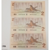 Image 2 : LOT OF 3 - 1986 CDN $2 BANKNOTES