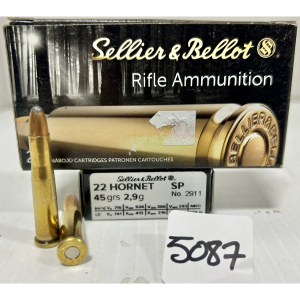 AMMO: 40X S&B .22 HORNET - 45 GR SP