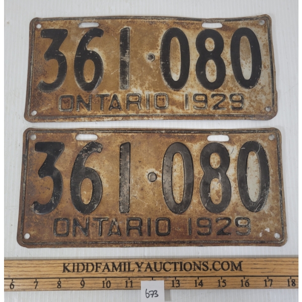 PAIR OF 1929 ONTARIO LICENCE PLATES