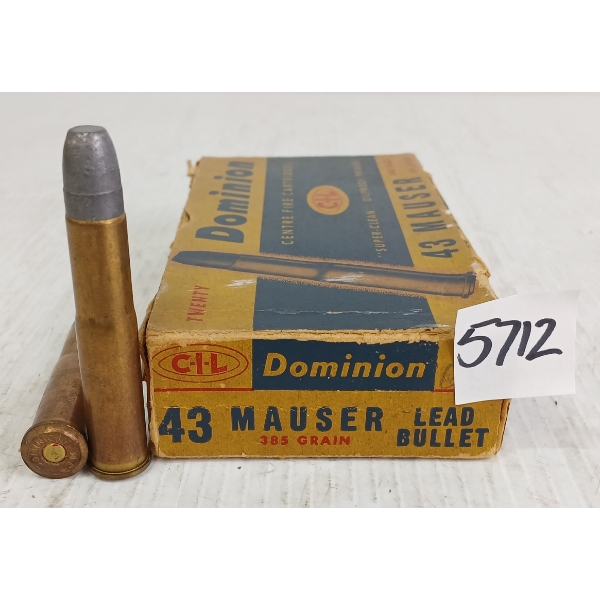 AMMO: 7X DOMINION .43MAUSER - 385GR