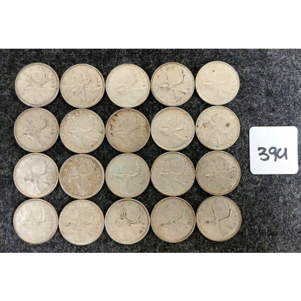 LOT OF 20 - 1968 CDN 25 CENT COINS