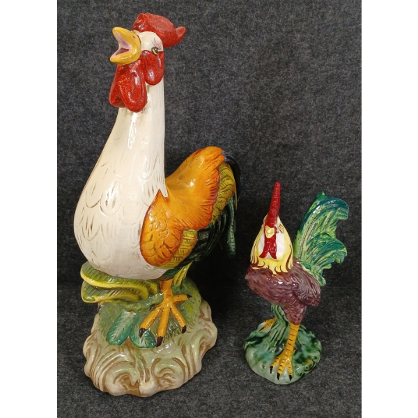 LOT OF 2 - CERAMIC ROOSTERS