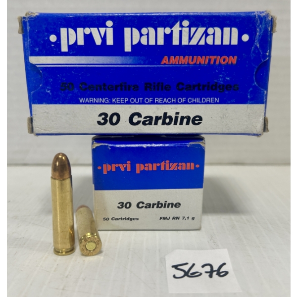 AMMO: 100X PPU .30 CARBINE 110GR. FMJ