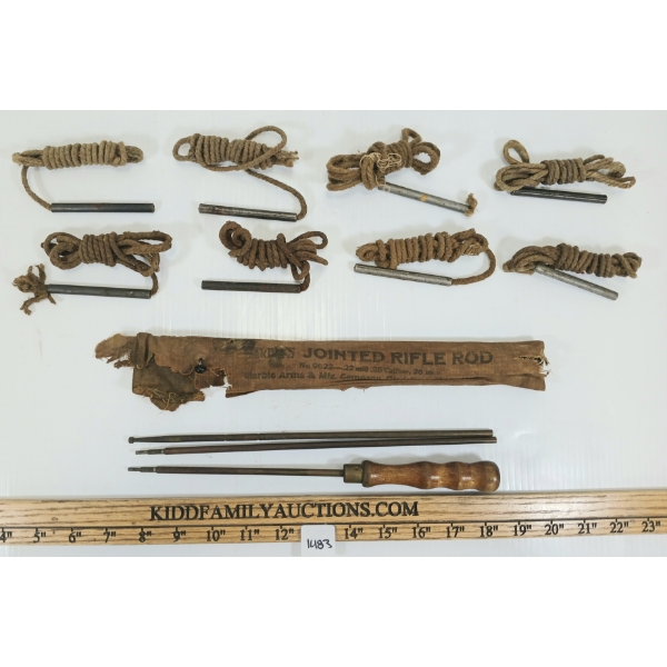 LOT OF 9 - MARBLES JOINTED RIFLE ROD & PULL THROUGHS