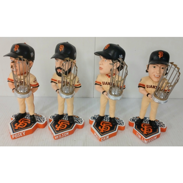 LOT OF 4 - LEGENDS OF "THE DIAMOND" SAN FRANCISCO GIANTS BOBBLE-HEAD FIGURES - CAIN, POSEY, ETC