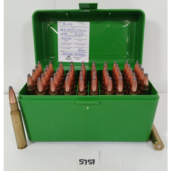 AMMO: 50X MIXED .30-06 SPRG - 180GR - HORNADY INTERLOCK - RELOADS