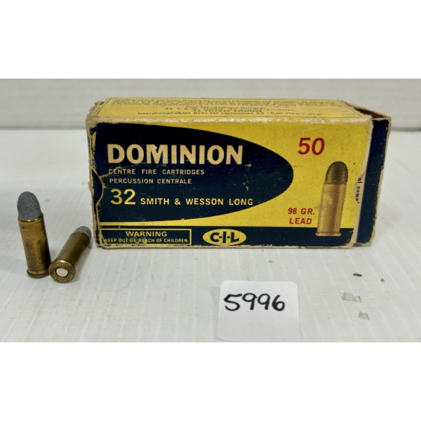AMMO: 50X DOMINION .32 S&W LONG - 98 GR.
