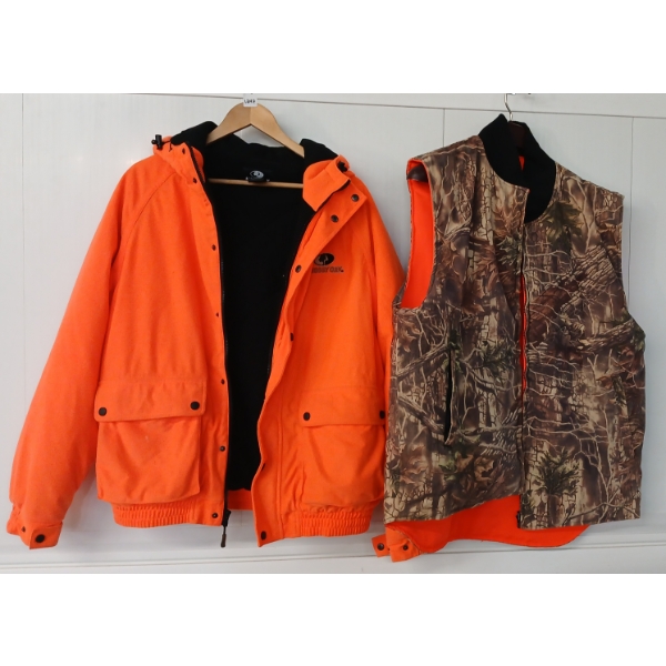 LOT OF 2 - MOSSYOAK HI-VIS JACKET & REVERSIBLE VEST