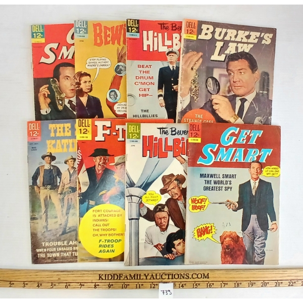 LOT OF 8 - 12 CENT DELL COMIC BOOKS - INCL BEWITCHED, THE BEVERLY HILLBILLIES, ETC.