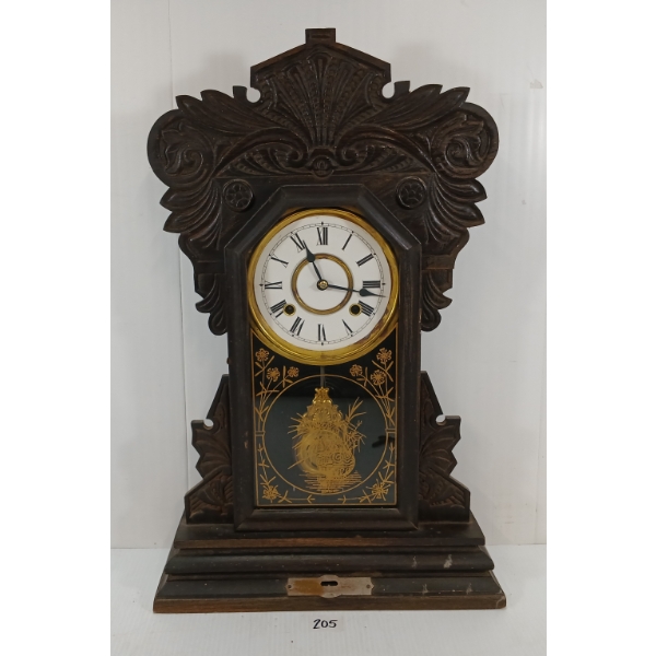 1907 NEW HAVEN "CAMDEN" 8 DAY OAK SHELF CLOCK