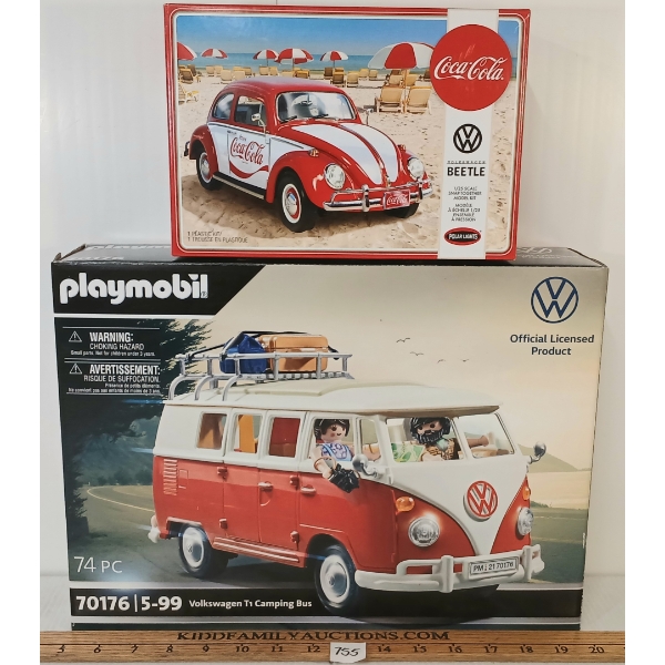 LOT OF 2 - PLAYMOBILVW CAMPING BUS & POLAR LIGHTS COCA-COLA VW MODEL KIT