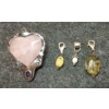 Image 2 : LOT OF 4 - ROSE QUARTZ, PEARL & CRYSTAL PENDANTS