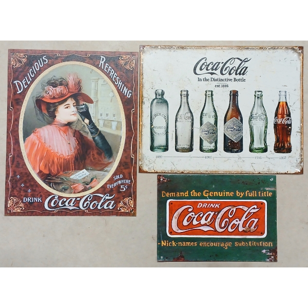 LOT OF 3 - COCA-COLA SST & METAL SIGNS