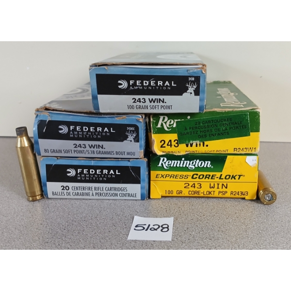 BRASS: 100X FEDERAL & REMINGTON .243 WIN 
