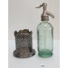 Image 5 : SODA NOVELLI - ABSYNTHE GREEN ACID-ETCH - SELTZER BOTTLE W/ PEWTER HOLDER