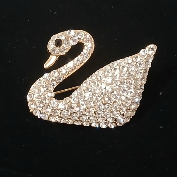 RHINESTONE SWAN BROOCH