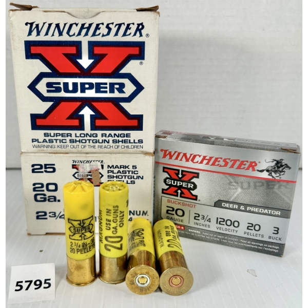 AMMO: 74X WINCHESTER 20 GA 2-3/4 IN - #4 BIRD & #3 BUCK