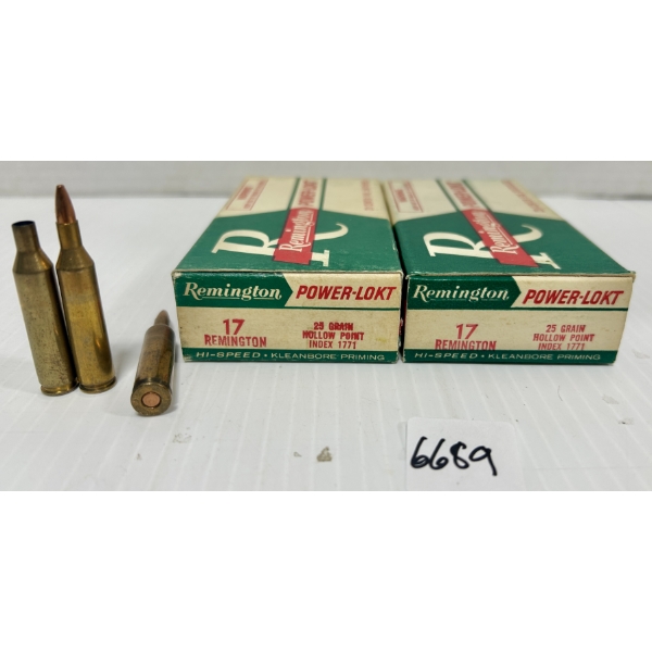 AMMO / BRASS: 39X LIVE & 1X BRASS REM .17 REM - 25 GR HP