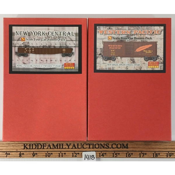 LOT OF 2 - MICRO TRAINS 4 CAR RUNNER PACKS - NEW YORK CENTRAL & WESTERN PACIFIC