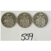 Image 1 : LOT OF 3 - 1969 CDN 50 CENT COINS