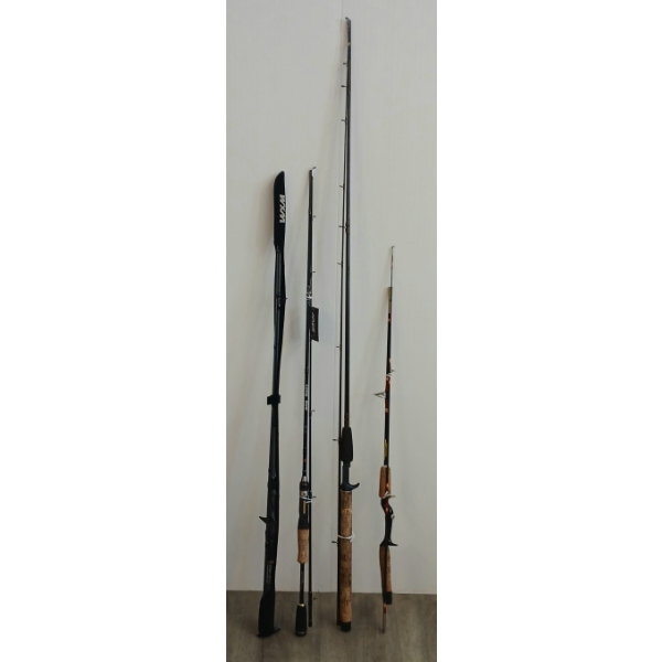 LOT OF 4 - FISHING RODS - INCL, DECATHLON, BERKLEY, SHAKESPEARE & ARES